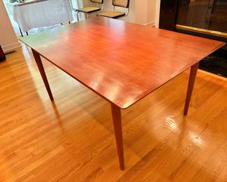 Mid Century Danish Modern Hans Wegner Style Teak Extendable Dining Table with Storage