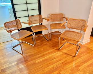 Set of 4 Marcel Breuer Style Italian Mid Century Modern Cesca Armchairs
