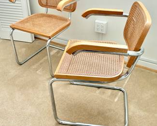 Set of 4 Marcel Breuer Style Italian Mid Century Modern Cesca Armchairs