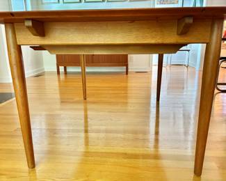 Mid Century Danish Modern Hans Wegner Style Teak Extendable Dining Table with Storage