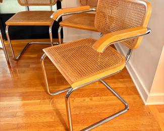 Set of 4 Marcel Breuer Style Italian Mid Century Modern Cesca Armchairs