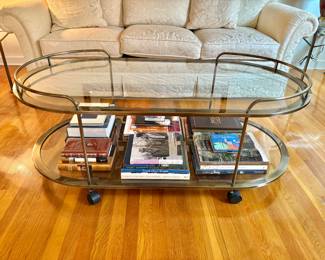 MCM Metal and Glass Coffee Table on Casters