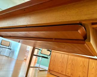 Mid Century Danish Modern Hans Wegner Style Teak Extendable Dining Table with Storage