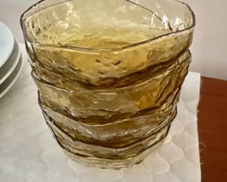 Pressed Glass Amber Bowls