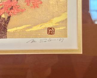 Beautifully Framed and Matted Morihiro Sato Woodblock Print