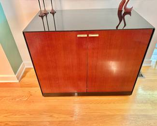 Modern Rosewood and Black Lacquer Cabinet