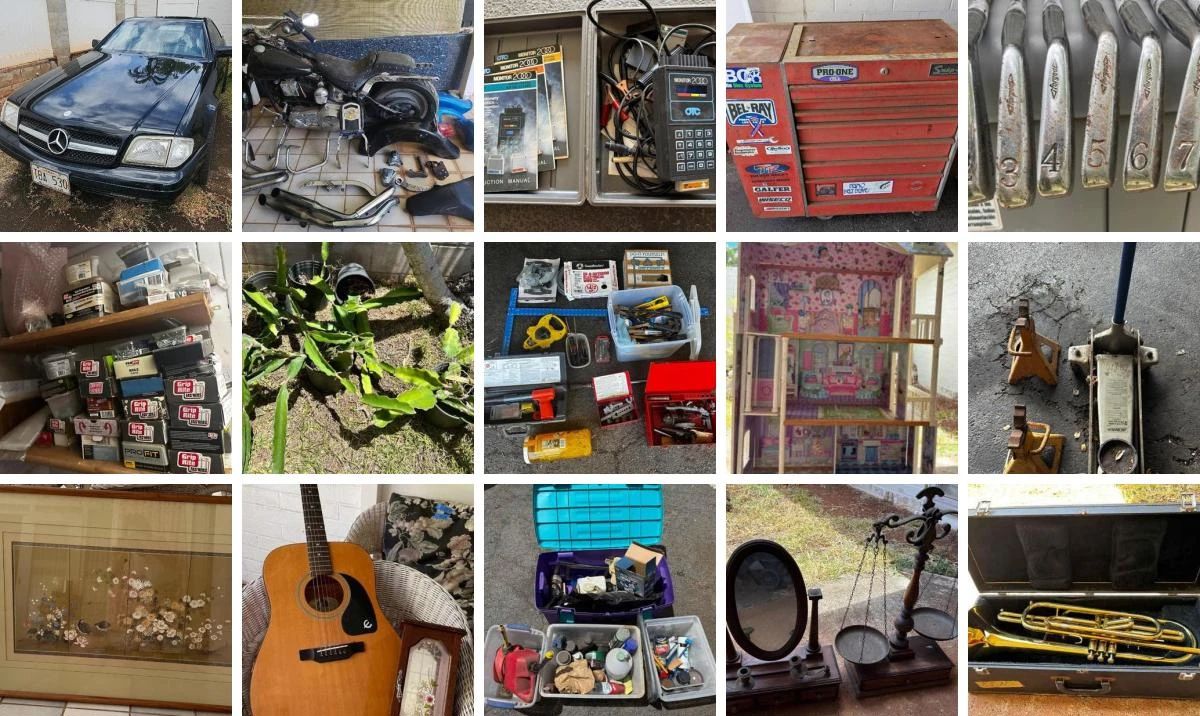 KAHALA SUPER GARAGE ESTATE SALE CTBids Online Auction • Bidding Ends 08/21/25 • Pickup 08/23/25 This super garage estate auction features a Mercedes Benz SL 500, a Harley Davidson motorcycle and parts, automotive parts, electronics, tools, supplies, cleaners and more including Snap-On tool chests, Harley Davidson parts and more, an air compressor, power washer, contractor supplies and tools, golf clubs, bags, tees and balls, a vintage wooden dollhouse, instruments - a guitar and trumpet, household goods, furniture, art, plants and so much more! Happy bidding!