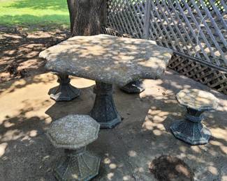 Concrete Table w/4 Stools