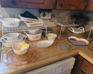 Fire King Gingham Flowers Bakeware, Corning Ware
