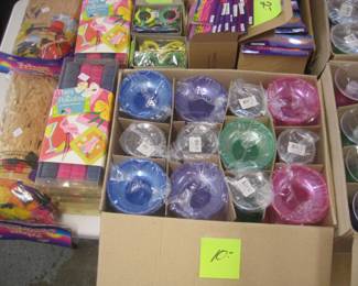 Boxes of new party plastic goblets.