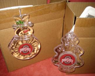 Ohio State clear acrylic Christmas ornaments new in box. Officially licensed new ornaments.