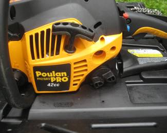 Poulan Pro Chainsaw in case with extra new chains. 
