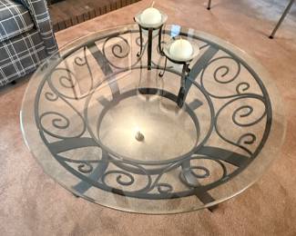 Glass top metal table top