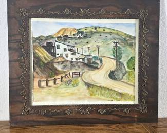 1942 Blackhawk, CO! Beautiful Framed Original Watercolor Landscape Piece - Framed 26x22