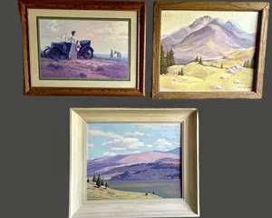 Lot of 3 Framed Landscape Paintings – Americana & Mountain Scenes by Simpkins, Schwartz, Greene