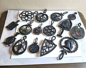  Lot of Fifteen Vintage Cast Iron Trivets
