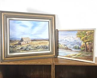 Framed Original Art Landscape Paintings by Kate Bund and Gertrude Bruining - 28x14 & 16x20