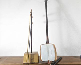 - Vintage Japanese Shamisen & Chinese Erhu String Instruments – For Parts or Display