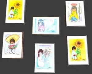 Lot of Six Small DeGrazia Prints in Frames for Hanging