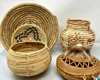Handcrafted Natural Woven Baskets Set with Unique Designs - Many Coiled