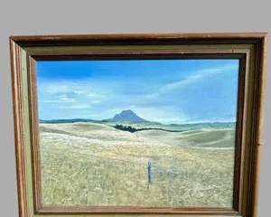  Framed Landscape Oil Painting with Mountains and Wildlife