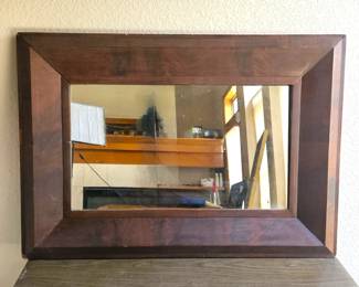 Antique Mirror with Heavy Dark Wood Frame - 34" x 24"