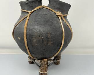  Handcrafted Tarahumara Indian Vessel/Olla with Stand