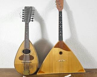 Vintage Balalaika & Bruno Mandolin Lot – Folk Instruments w/ Bow – One Needs Repair