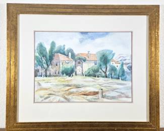  Framed Original Watercolor Landscape Painting by John E. Thompson of His Own Home (American) 1882-1945