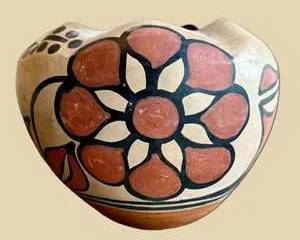Signed Sandra Dominguez Santa Ana Pueblo Hand Coiled Pottery Bowl