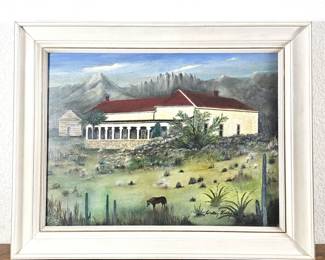  1972 Original Art by Walter Fidler "San Augustine Ranch House" Signed By Artist - Framed 29x23