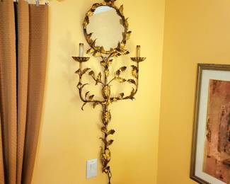 Antique Wall Sconce with Mirror
