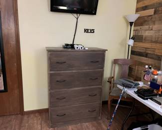 Chest of drawers, oak chair
