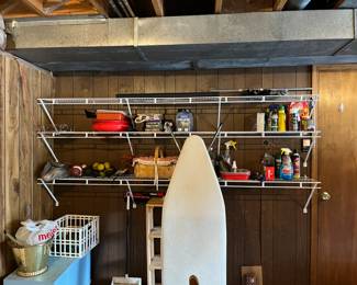 Cleaners, ironing board, shelving