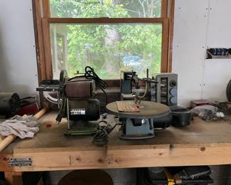Delta scroll saw and Chicago Electric belt and disc sander