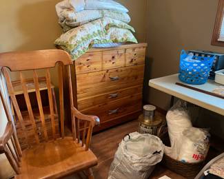 Rocking chair, chest of drawers