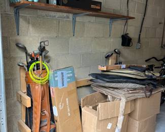 golf clubs, twin bed frame