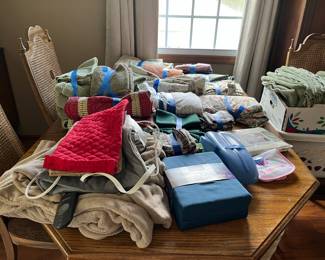Towels, sheets, heating pad, heated blanket