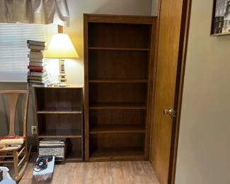 Bookshelves, lamp, books