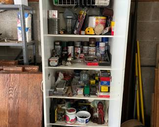 garage stuff and cabinet