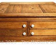 Four (4) Drawer with Hinged Lid Oak Counter Top General Store Spool Chest. 29" x 20" x 12".