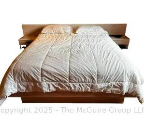 Jesper Danish Modern Mid Century Platform Bed with Floating Nightstands.