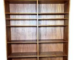Mid Century Modern Teak Double Bookcase. 77" x 54" x 12".