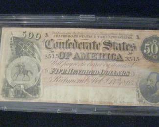 119A $500 CONFEDERATE BILL