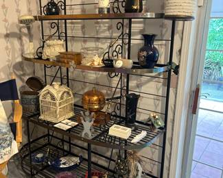 Large bakers rack with all sorts of collectables