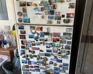Garage Fridge with a few magnets