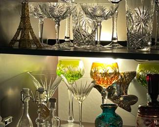 Colorful glasses and cut crystal 