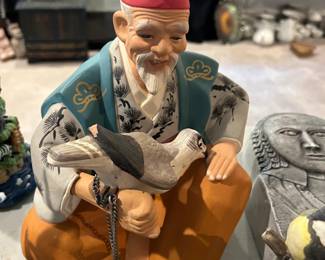 Vintage Japanese Hakata Falconer figure
