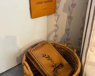 Louis Vuitton (shopping bag only - no purse) and decorative basket