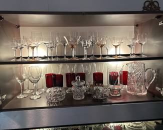 Cut crystal and assorted wine glasses